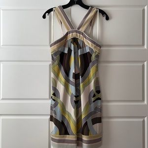 BCBG green printed halter mini dress
